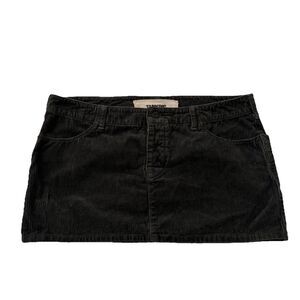 TANK AIR Corduroy Skirt XL Black Mini Made in USA Low Rise Y2K Boho Pockets